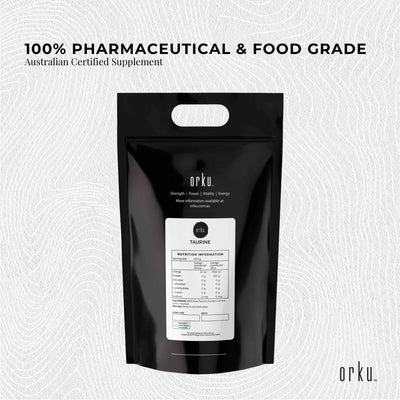 Orku Taurine Powder 5Kg - 100% Pharmaceutical & Food Grade L-Taurine Supplement