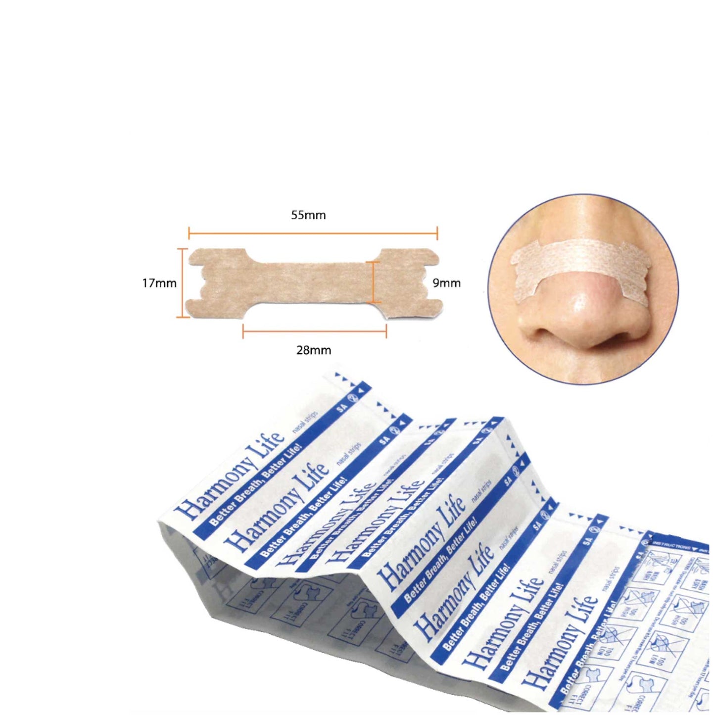 100x Nasal Strips Anti Snore Aid - Individually Sealed, Breathing Device, Sports & Sleep
