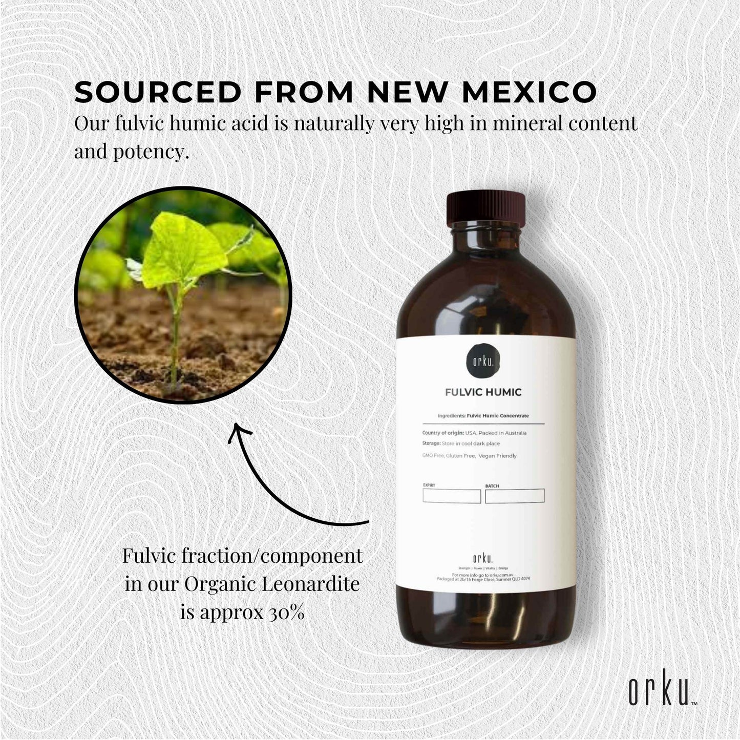 Fulvic Humic Concentrate 500ml - High Mineral Content, Organic, New Mexico Sourced, 70-80% Humic Acid