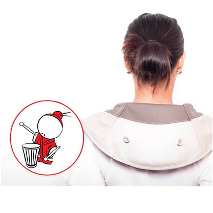 Power Drum Massage Technique Massager - 12 Intensity Levels, Snug Fit, Auto-Rhythmic, Neck & Back Relief