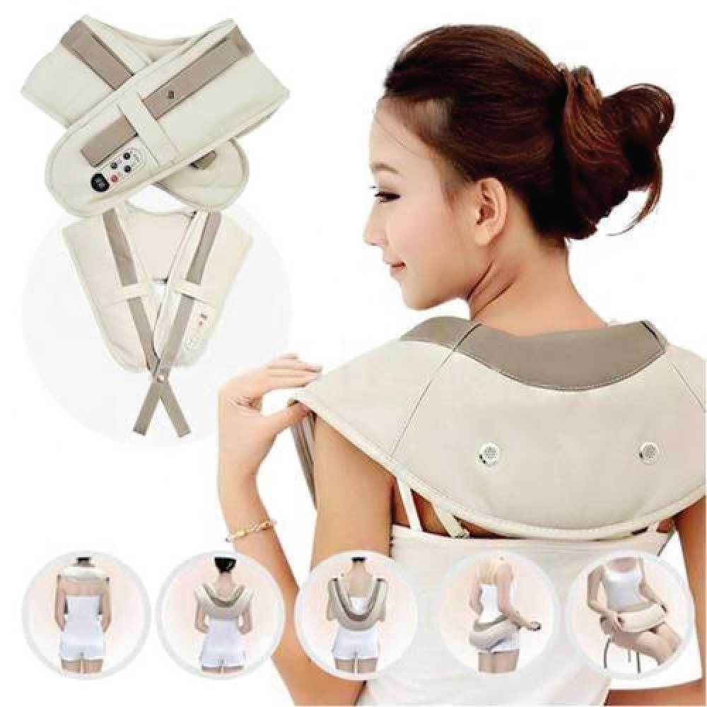 Power Drum Massage Technique Massager - 12 Intensity Levels, Snug Fit, Auto-Rhythmic, Neck & Back Relief