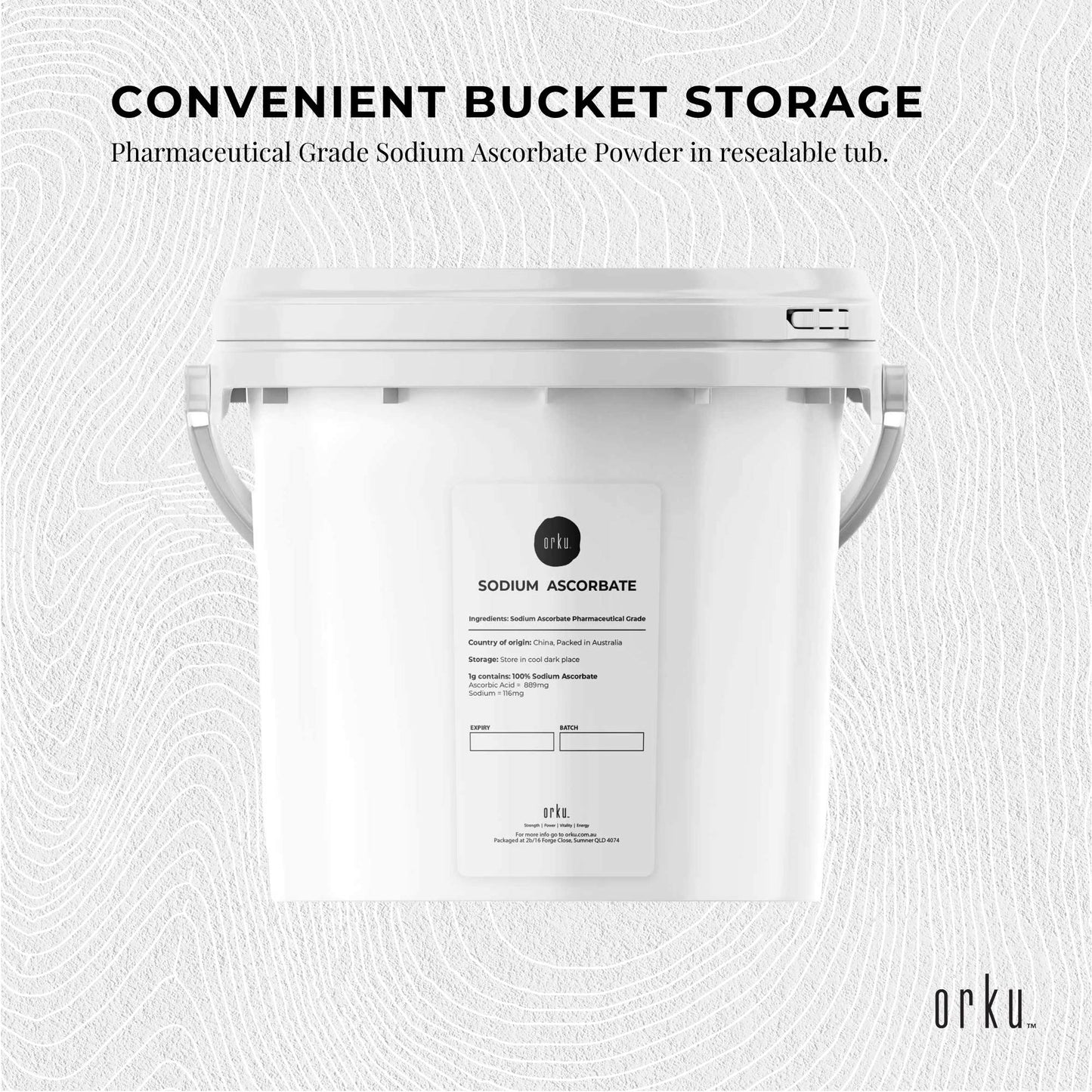 5kg Pharmaceutical Grade Sodium Ascorbate Powder - Buffered Vitamin C, Resealable Tub, Non-Acidic, Soluble