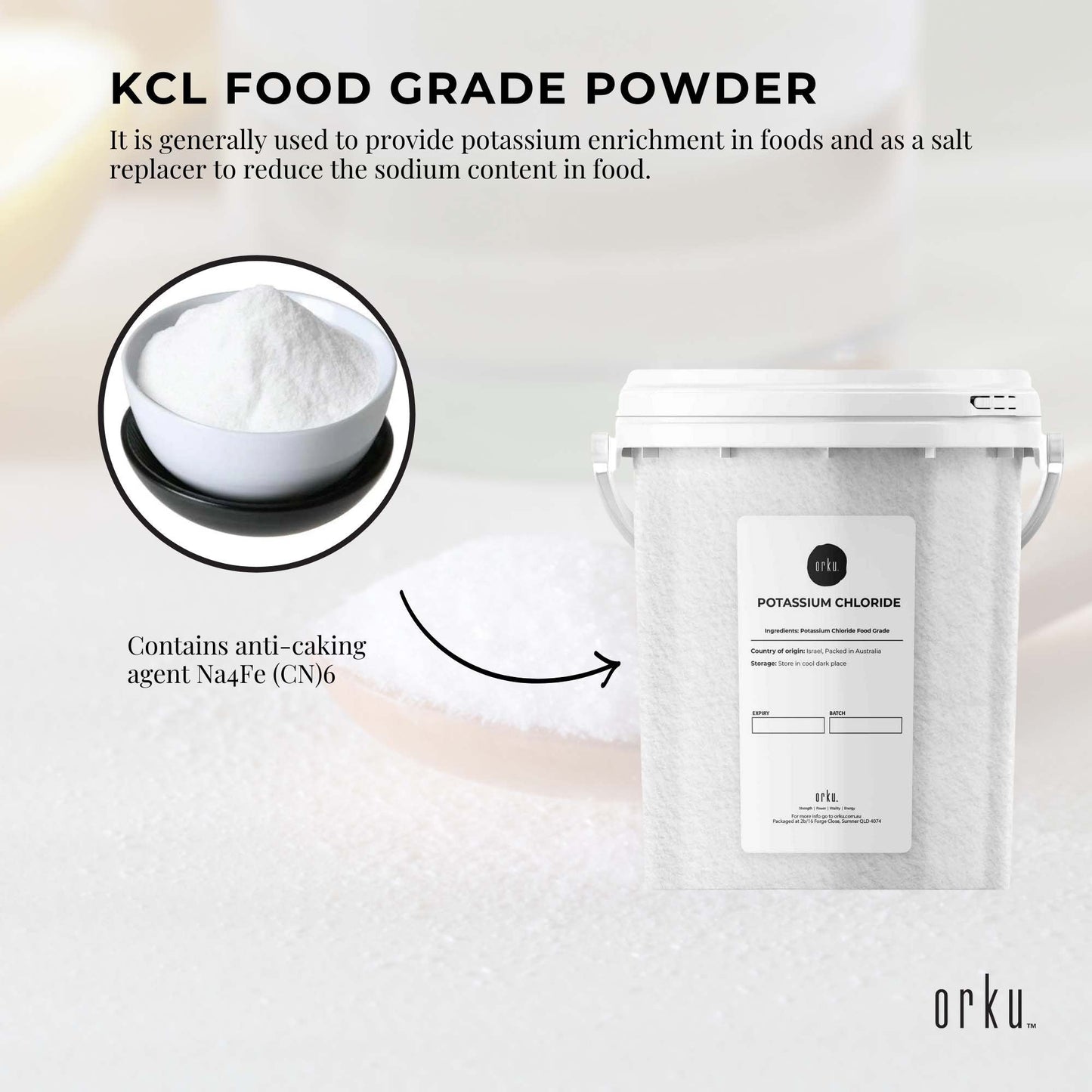 Pure Potassium Chloride KCL E508 1.3kg Food Grade Powder, Resealable Tub, Nutrient Supplement