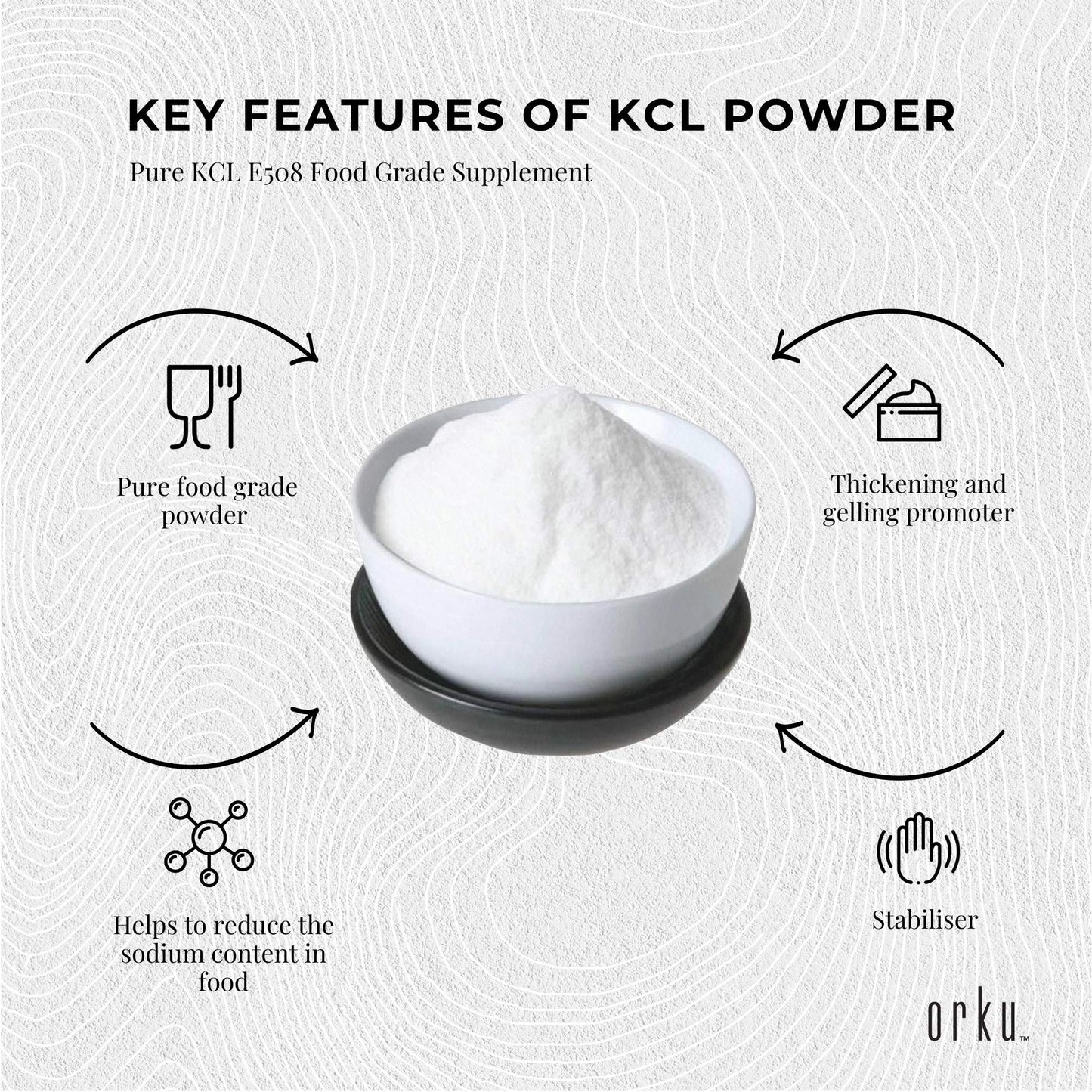 5kg Pure Potassium Chloride KCL E508 Food Grade Powder - Resealable Tub, 99.3% KCI, Salt Replacer