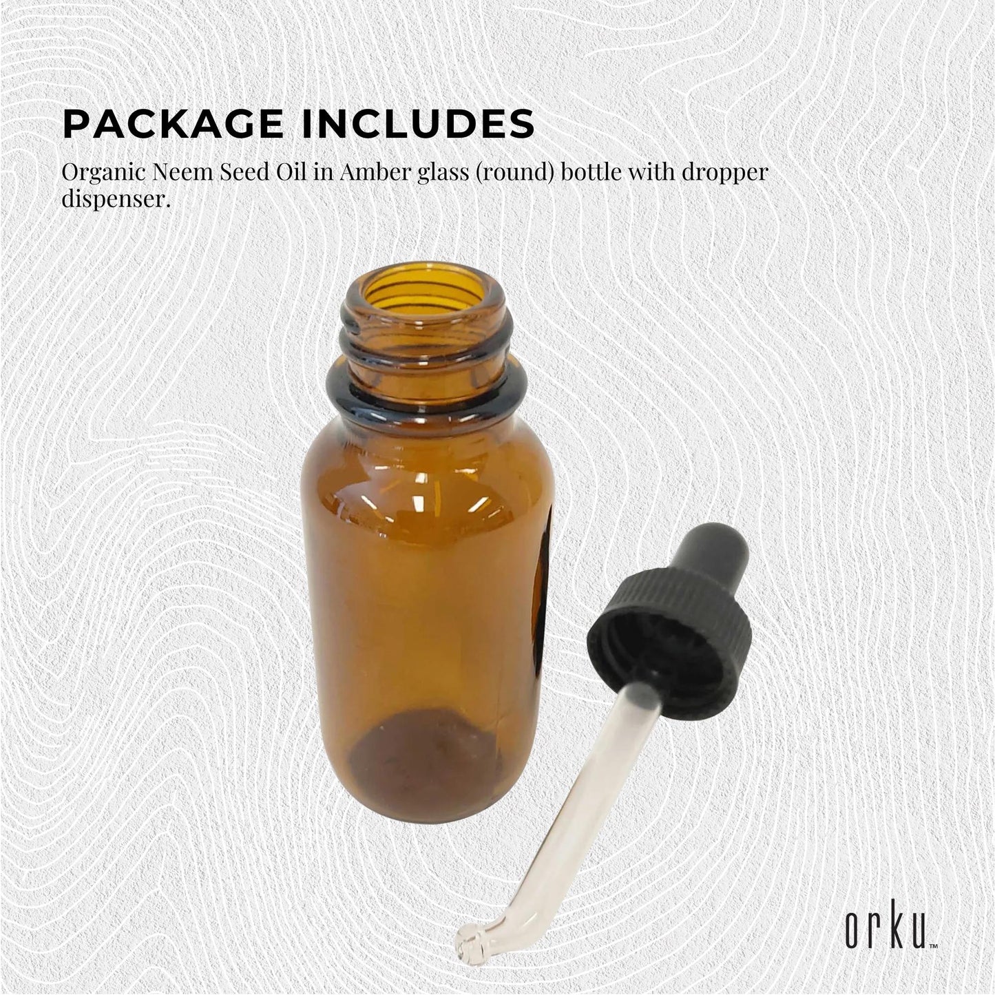 Orku 25ml Organic Neem Seed Oil - Cold Pressed, Virgin, Pharmaceutical Grade, Azadirachtin Rich