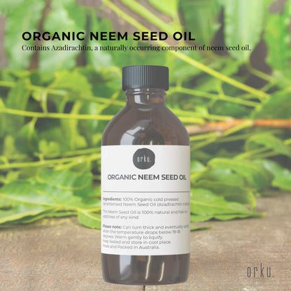 Orku 30ml Organic Neem Seed Oil - Cold Pressed, Pharmaceutical Grade, Azadirachtin Indica