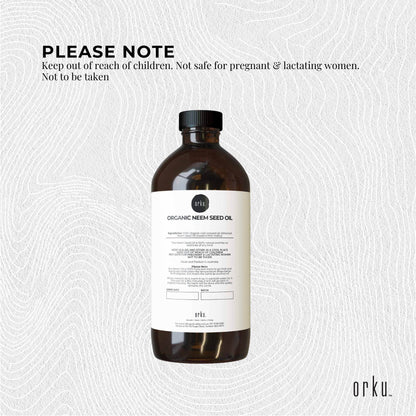Orku 500ml Organic Neem Seed Oil Cold Pressed Azadirachtin Indica for Skin & Hair Care