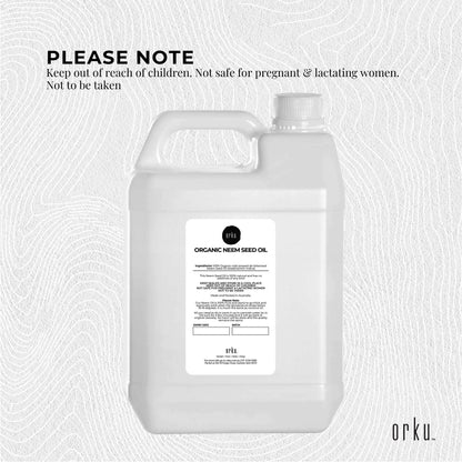 Orku 5L Organic Neem Seed Oil - Debitterised Cold Pressed Azadirachtin Indica