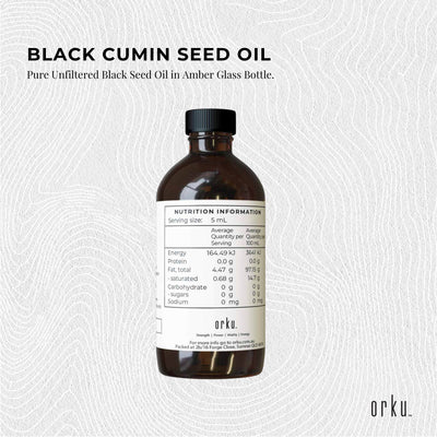 Orku 100ml Ethiopian Black Seed Oil - Cold Pressed, Non-Refined, Vegan, Gluten-Free