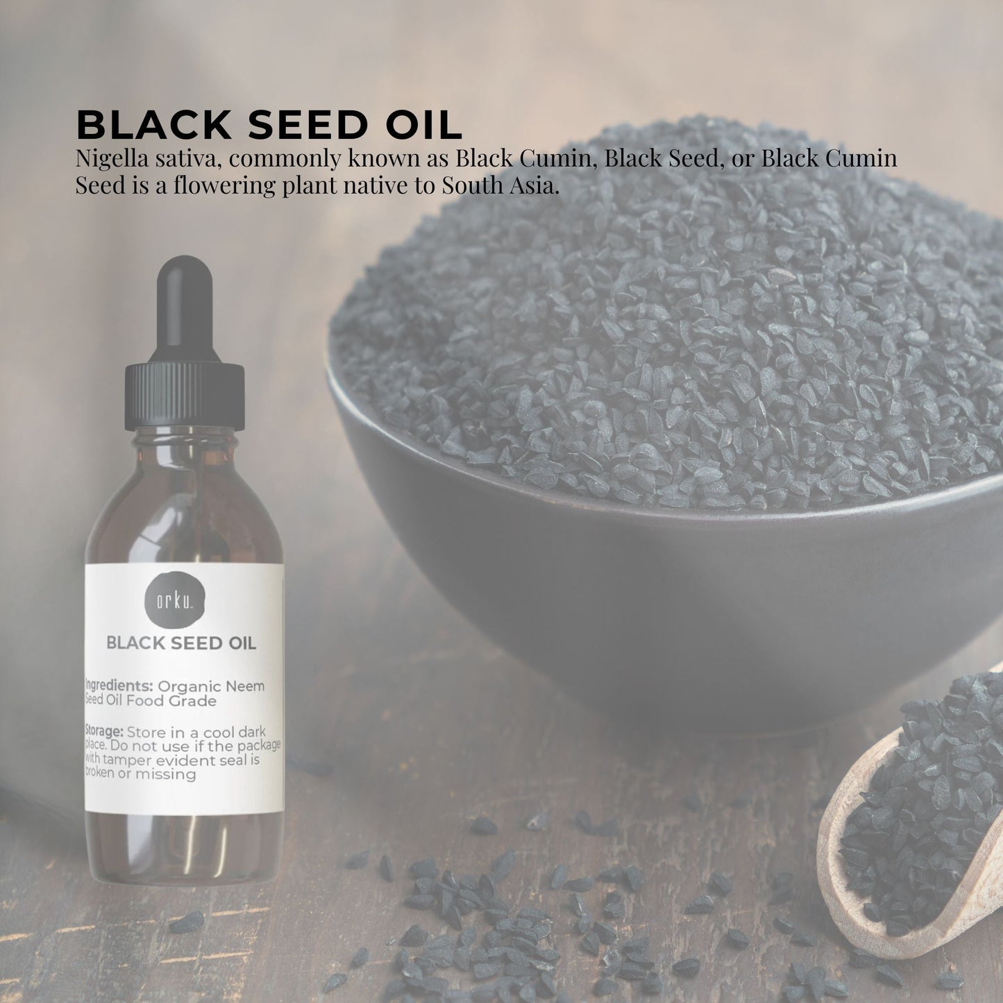 Orku Ethiopian Black Seed Oil 25ml - 100% Pure Cold Pressed, Non-Refined, Vegan, No Additives