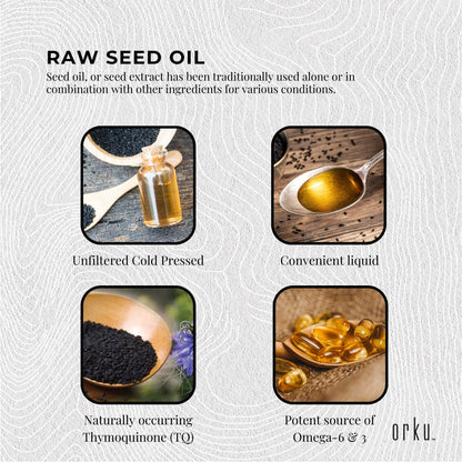 Orku Ethiopian Black Seed Oil 25ml - 100% Pure Cold Pressed, Non-Refined, Vegan, No Additives
