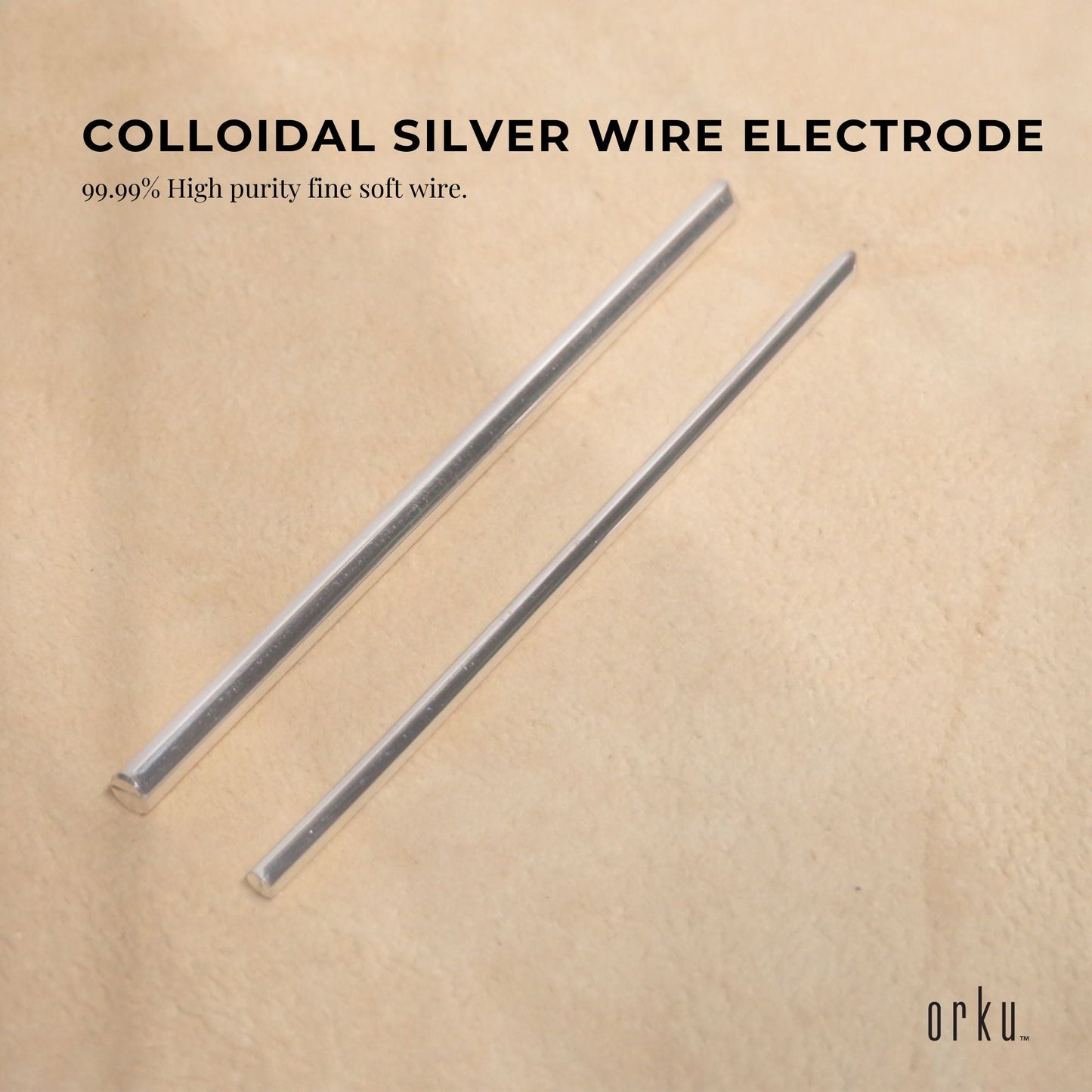 Colloidal Silver Wire Electrodes 99.99% Pure, 8" 18 Gauge Soft Temper Rods, 2-Pack