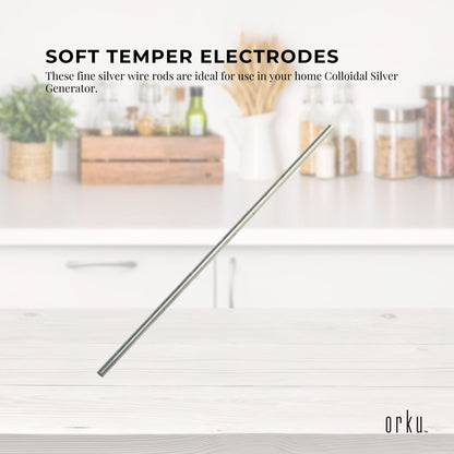 Colloidal Silver Wire Electrodes 99.99% Pure, 8" 18 Gauge Soft Temper Rods, 2-Pack