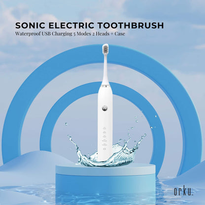 Bewellaero Smart Sonic Electric Toothbrush AOE03 - USB Rechargeable, 5 Modes, 2 Heads, IPX7 Waterproof