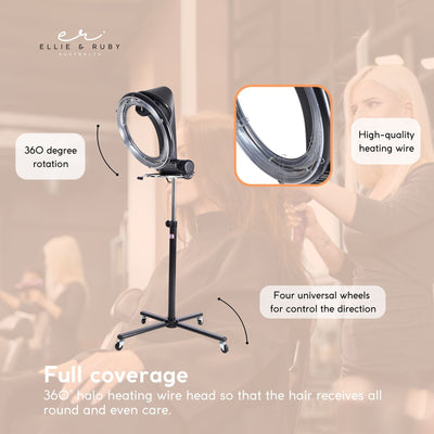 YC-106 Hair Dryer Accelerator with 360˚ Rotating Halo, Adjustable Height, 6 Modes, 900-1000W