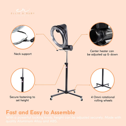 YC-106 Hair Dryer Accelerator with 360˚ Rotating Halo, Adjustable Height, 6 Modes, 900-1000W