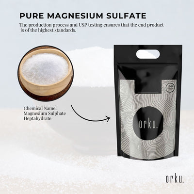 Orku 10Kg Pharmaceutical Grade Epsom Salt - USP Magnesium Sulphate Heptahydrate Crystals