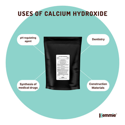 1Kg Food Grade Calcium Hydroxide Powder - FCC Hydrated Slaked Lime, 95% Purity, Ca(OH)2, Resealable Bag