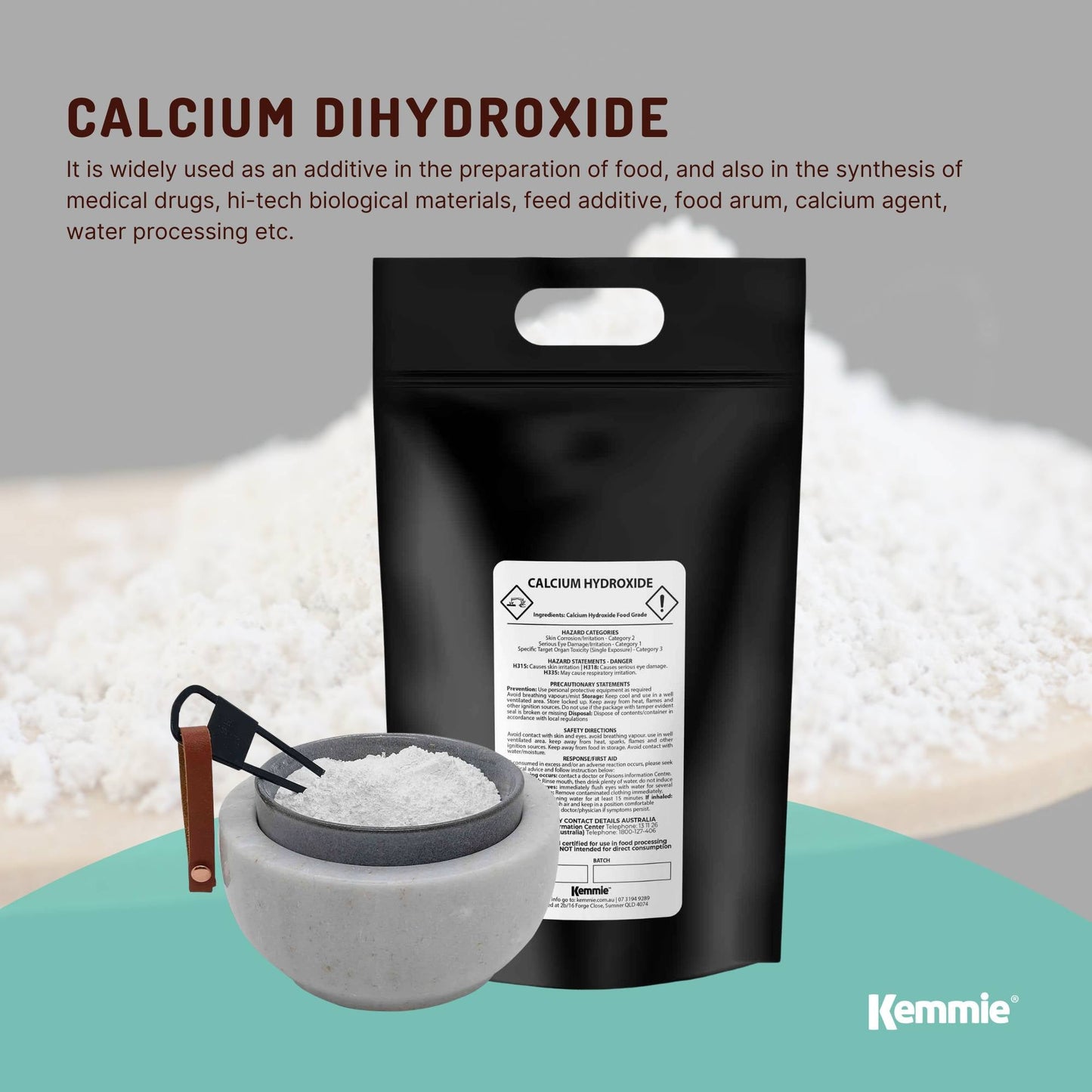 5Kg Food Grade Calcium Hydroxide Powder - FCC Hydrated Slaked Lime for Pickling & Corn Tortillas