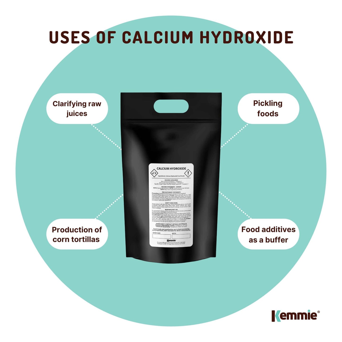 5Kg Food Grade Calcium Hydroxide Powder - FCC Hydrated Slaked Lime for Pickling & Corn Tortillas