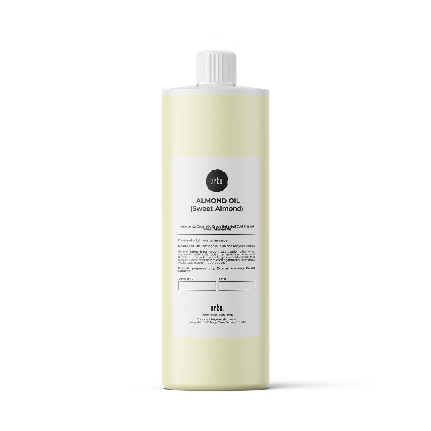 Australian Sweet Almond Oil 500ml - 100% Pure, Cold Pressed, Cosmetic Grade for Skin, Hair, Massage