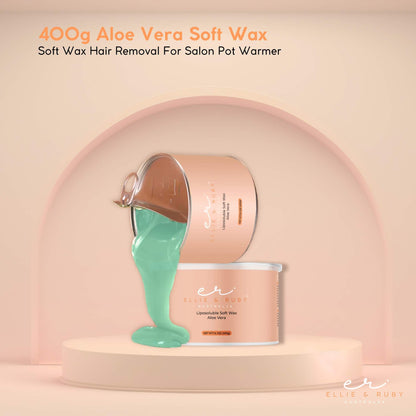 Aloe Vera 400g Soft Wax Hair Removal - Water Soluble, All Skin Types, Resealable Can