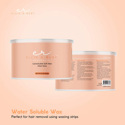 Aloe Vera 400g Soft Wax Hair Removal - Water Soluble, All Skin Types, Resealable Can