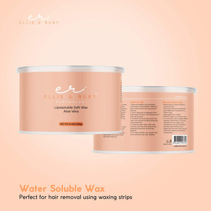 Aloe Vera 400g Soft Wax Hair Removal - Water Soluble, All Skin Types, Resealable Can