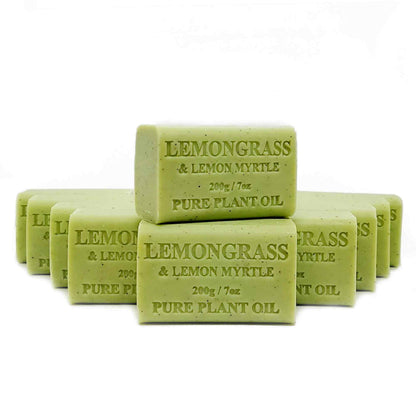 Australian Herbal Lemongrass & Lemon Myrtle Soap 200g - Triple-Milled, Essential Oils, 65 Pack