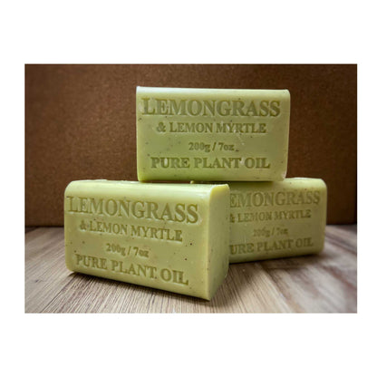 Australian Herbal Lemongrass & Lemon Myrtle Soap 200g - Triple-Milled, Essential Oils, 65 Pack