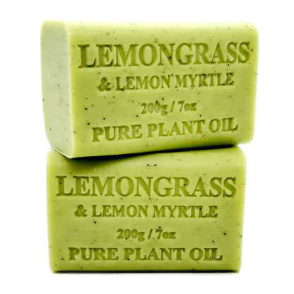 Australian Herbal Lemongrass & Lemon Myrtle Soap 200g - Triple-Milled, Essential Oils, 65 Pack