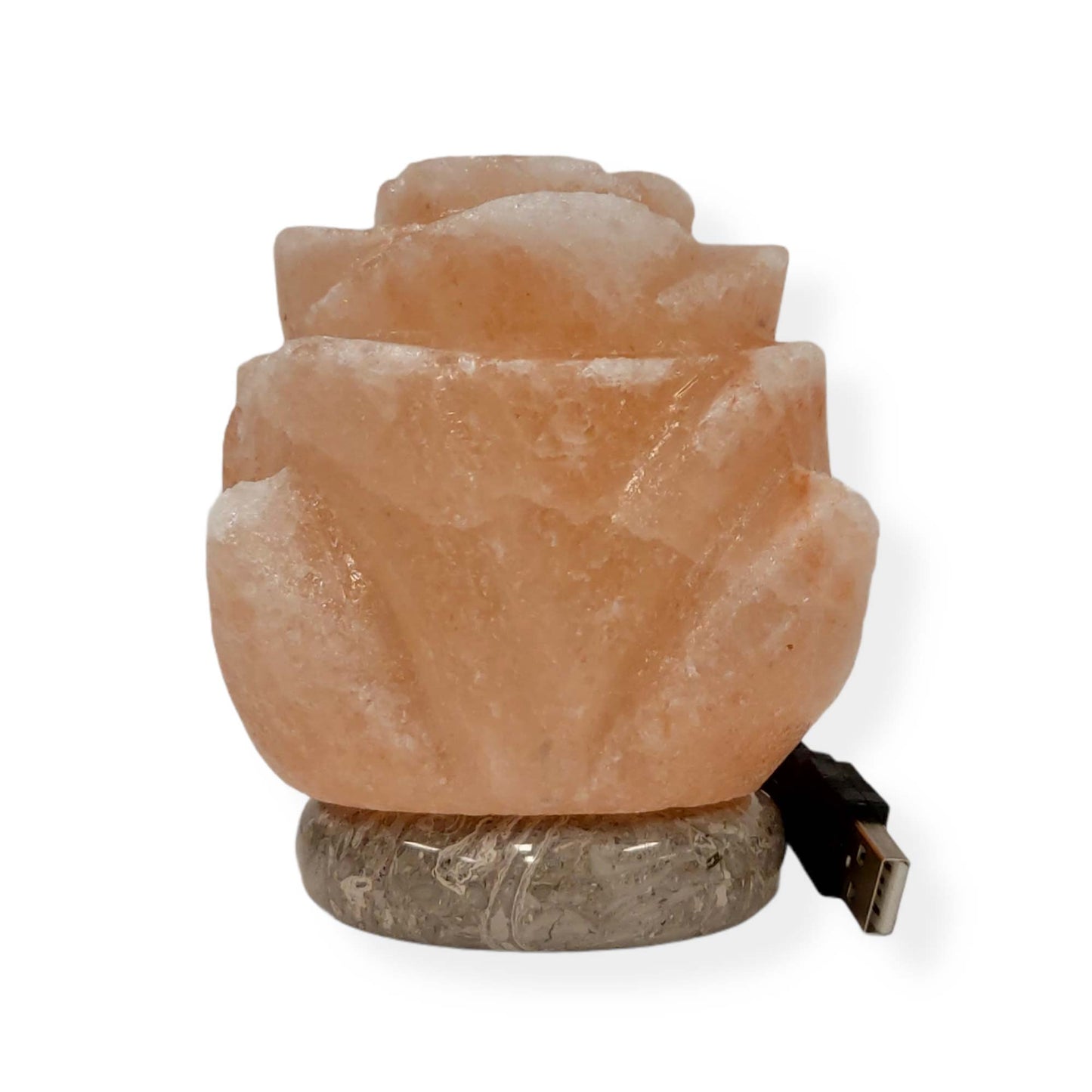 USB Colour Changing Salt Himalayan Lamp - Flower Shape Pink Rock LED Light