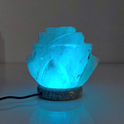 USB Colour Changing Salt Himalayan Lamp - Flower Shape Pink Rock LED Light