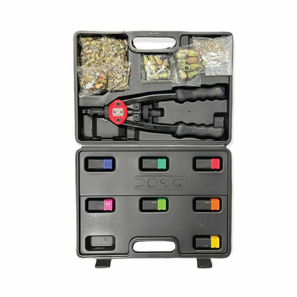 Rivnuts & Riveter Gun Kit 605, 430 Pcs, M3-M12 Mandrels, 13" Alloy Body, Tool Case
