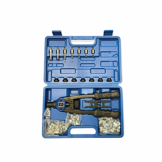 Rivnuts & Riveter Gun Kit 110 Pcs, Model 6013, M3-M12 Mandrels, Chrome-Molybdenum Steel, Ergonomic Handles