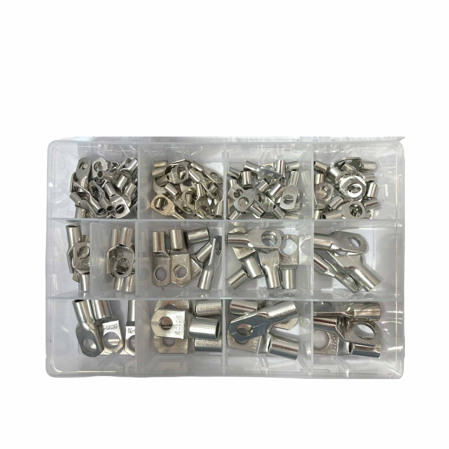 Copper Cable Lugs 120 Pcs SC6-SC50 Tin-Plated Connectors, High Corrosion Resistance, Storage Container