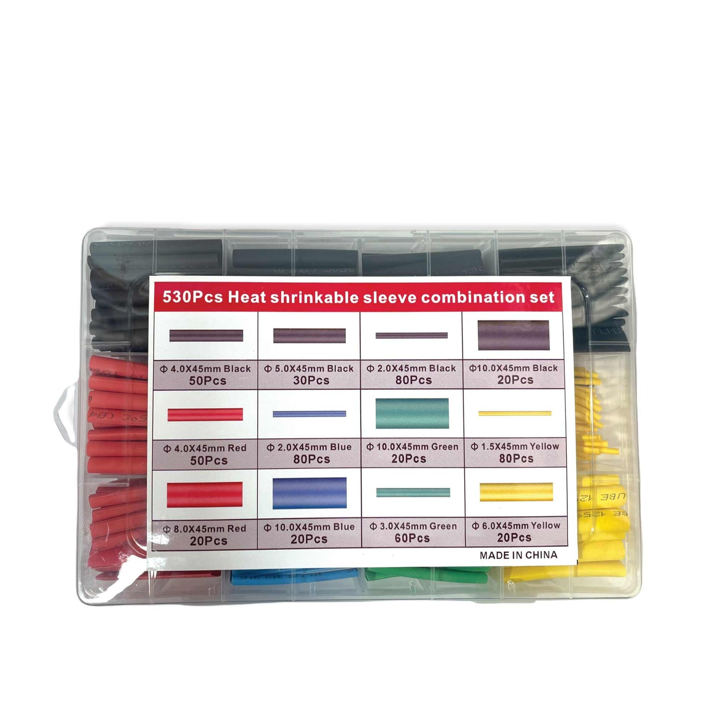 530 Pcs Heat Shrink Tubing Set, 5 Colors, 1.5-10mm, Polyolefin, Flame Retardant, RoHs CE Approved