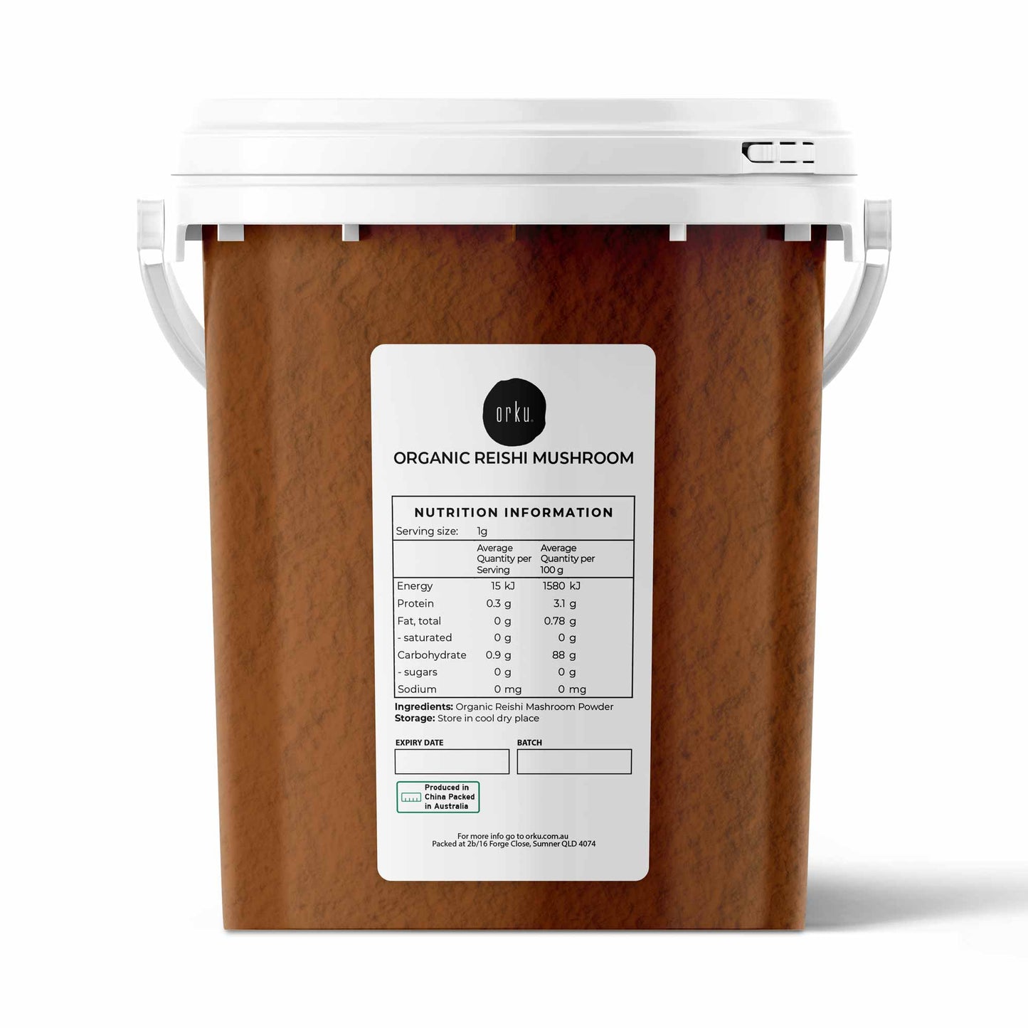 Organic Reishi Mushroom Powder 500g - Ganoderma Lingzhi, Non-GMO, Resealable Bucket