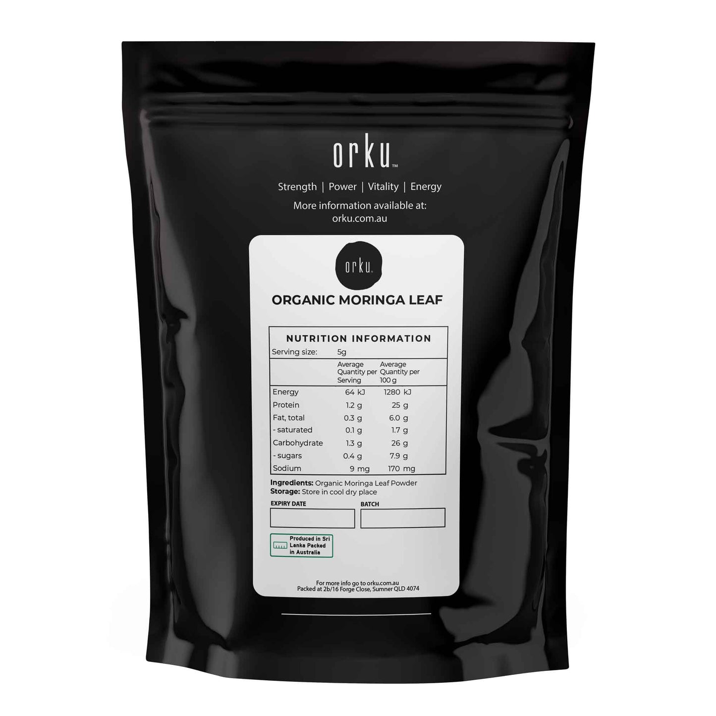 Orku Organic Moringa Leaf Powder 1Kg - Non GMO, Food Grade, Sri Lanka Origin