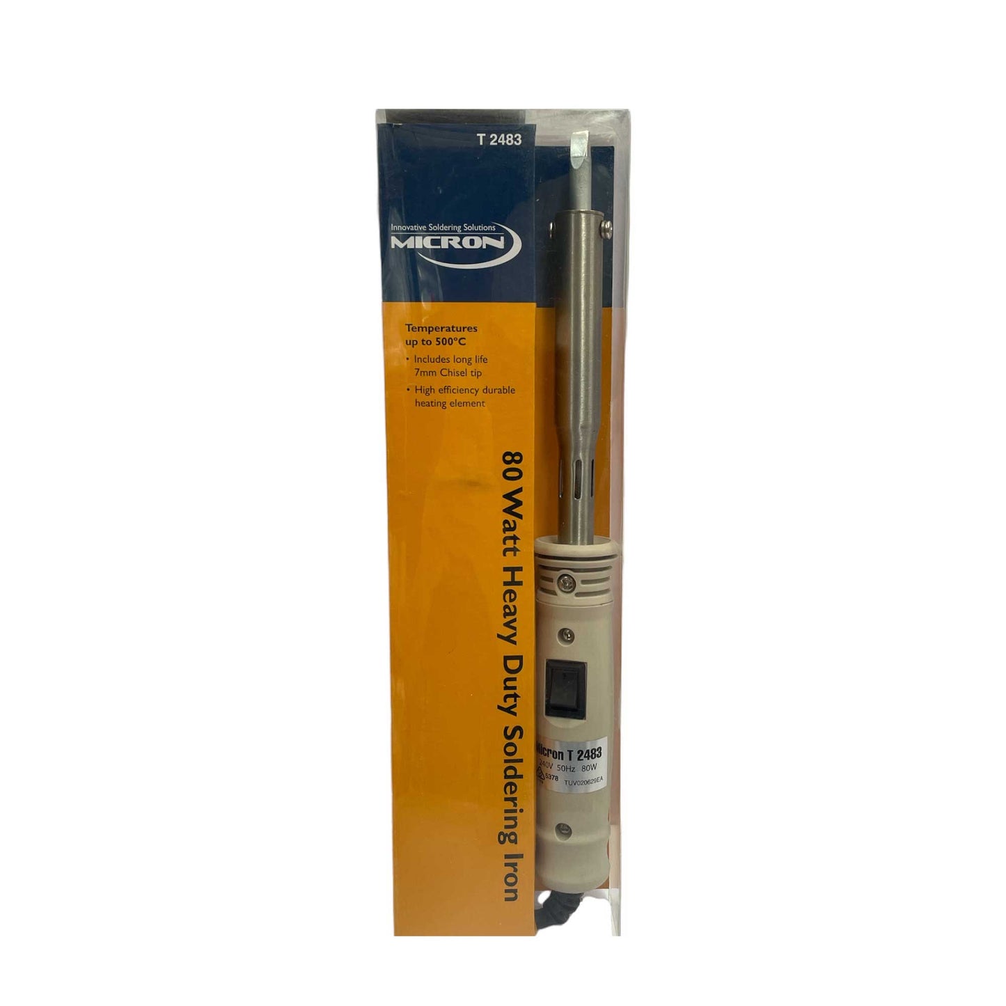 80W Soldering Iron Pencil T 2483 - 7mm Chisel Tip, 500°C, Insulated Handle, AU Plug