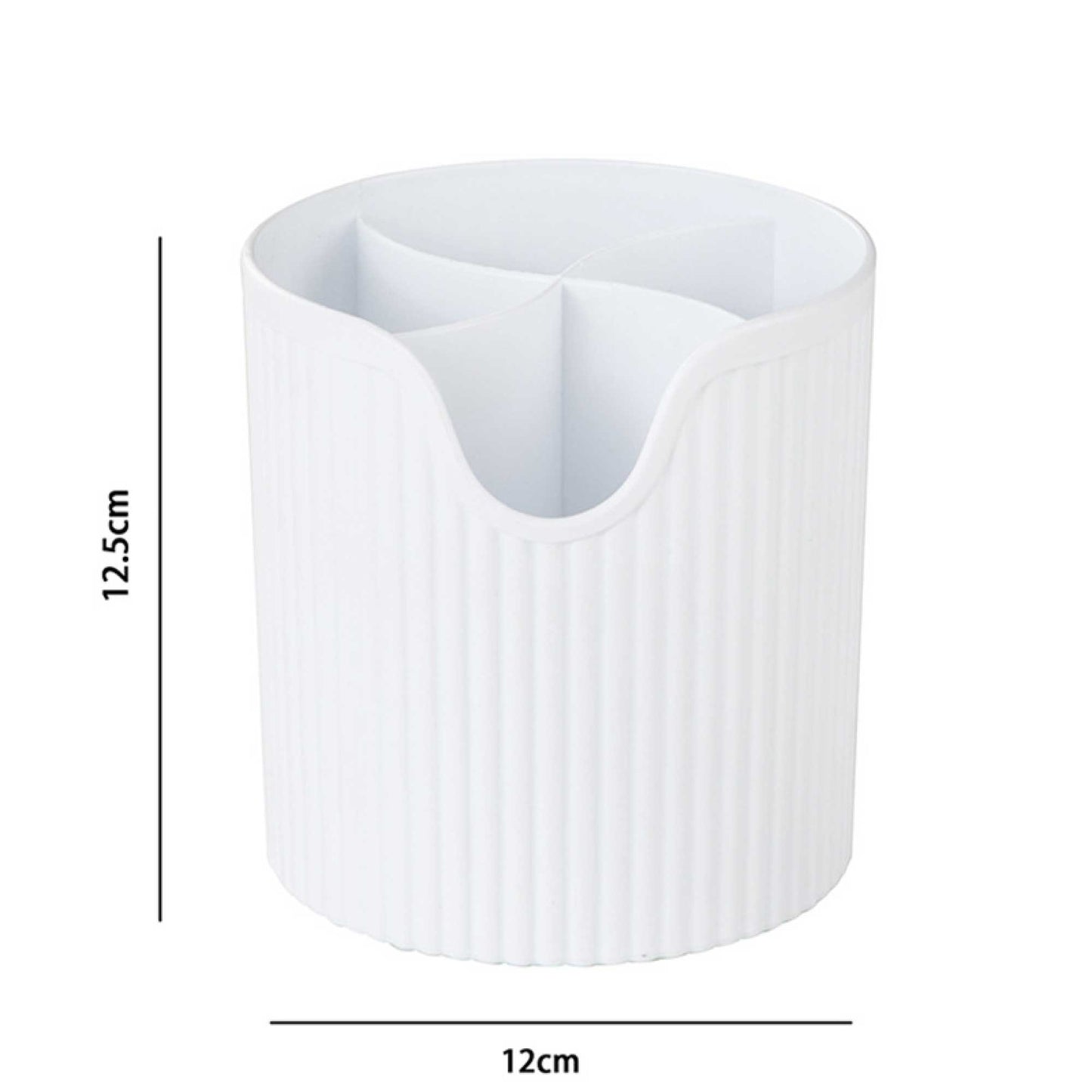 4 Slot Makeup Brush Organiser - White Plastic, 12x12x12.5cm, Stylish Design, Easy to Clean