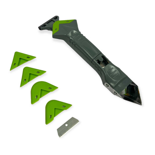 Multifunctional Sealant Tool - Silicone Trowel & Remover, 5 Pads, Grey, 20cm, Plastic/Metal - Auzzistore