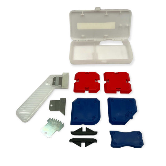 7pcs Sealant Profiling Kit - Caulking Tool Set with Scrapers, Guide Rails, Glue Knife, Cutting Blades - Auzzistore