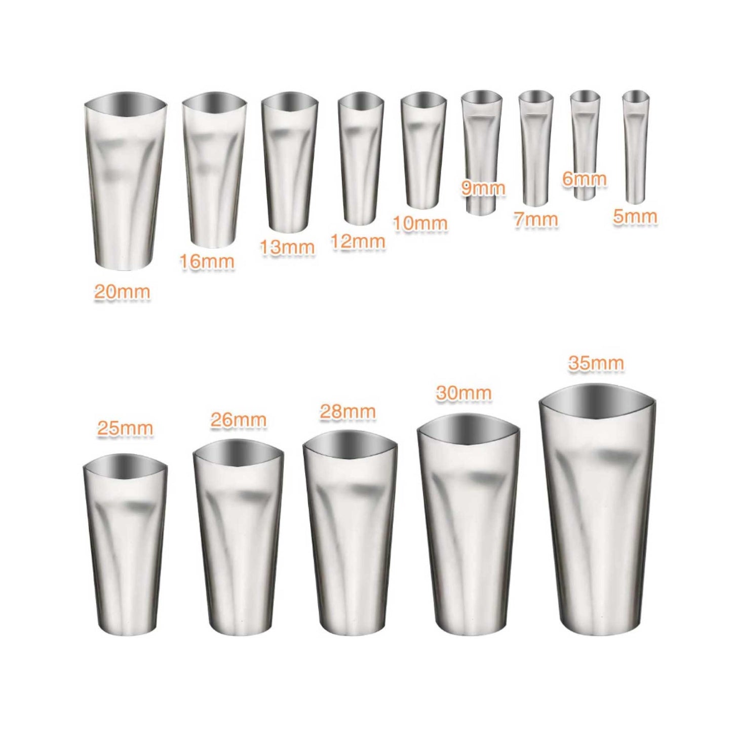 14pc Stainless Steel Caulking Nozzle Set, 5-35mm, 45° Duckbill Design, V238-SUPDZ