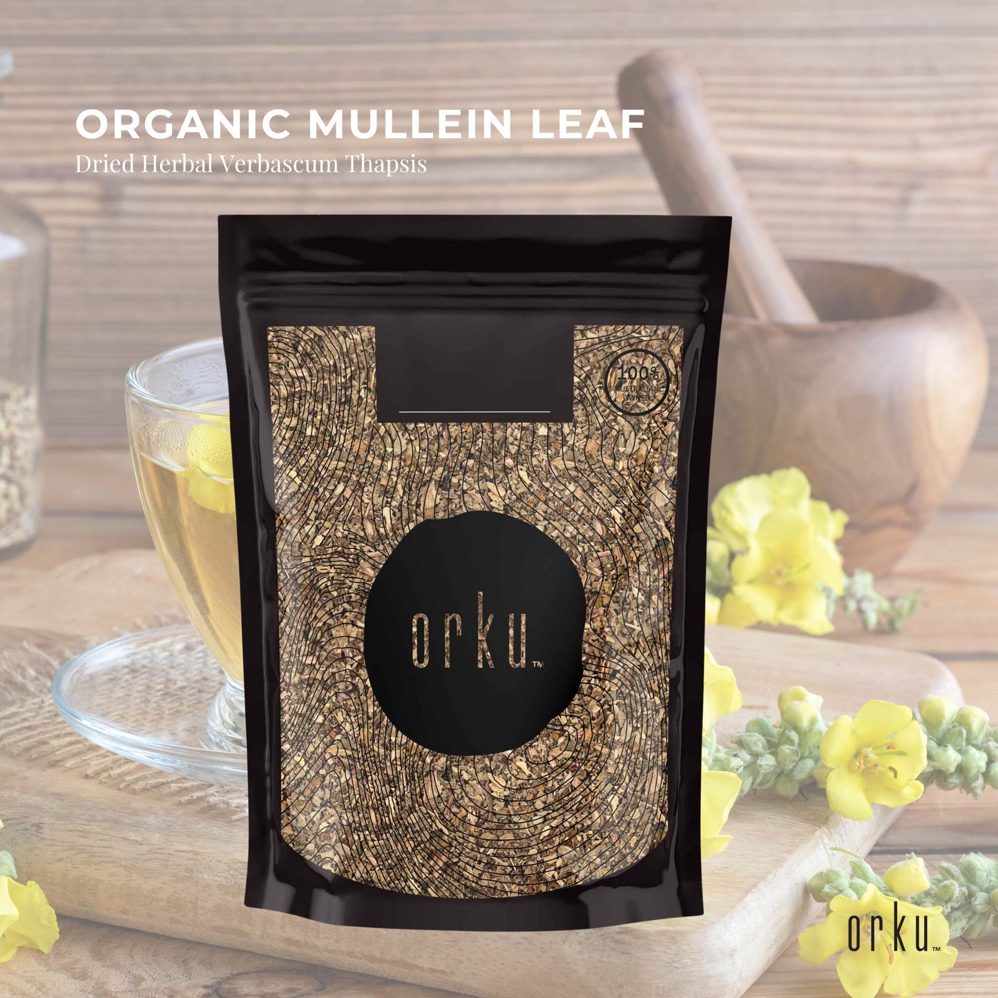 Organic Dried Mullein Leaf 25g - Verbascum Thapsis, Expectorant, Demulcent, 5-8mm Size