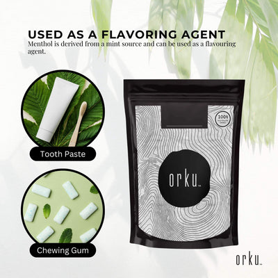 Orku 100g Menthol Crystals - USP Compliant L-Menthol Mint Flakes C10H200