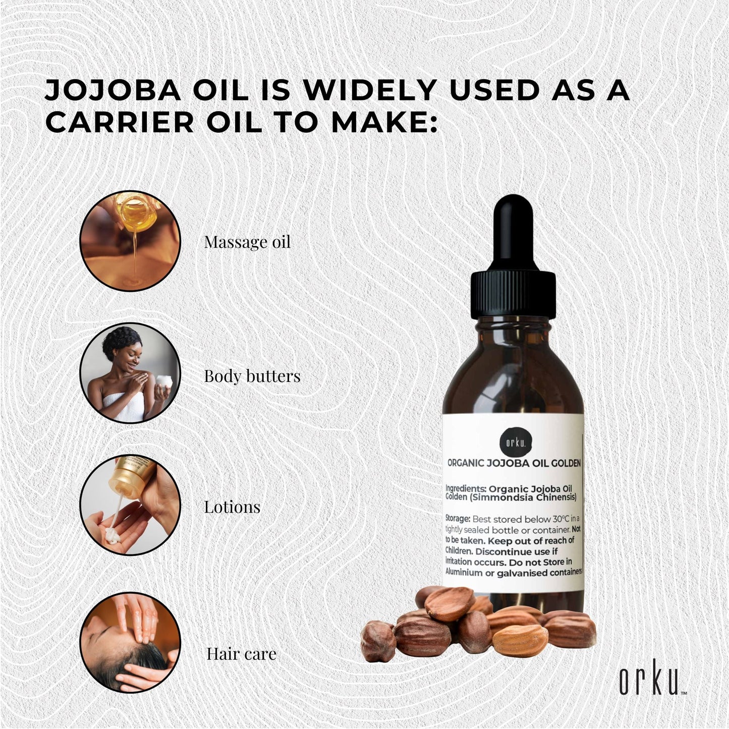 Organic Jojoba Oil 25ml - Cold Pressed, Vitamin E & B, Antioxidants, Hair & Skin Care