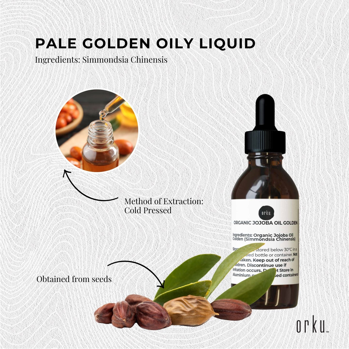 Organic Jojoba Oil 25ml - Cold Pressed, Vitamin E & B, Antioxidants, Hair & Skin Care