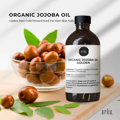 Organic Jojoba Oil 100ml - Cold Pressed, Vitamin E & B Rich, Skin & Hair Care