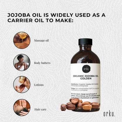 Organic Jojoba Oil 100ml - Cold Pressed, Vitamin E & B Rich, Skin & Hair Care